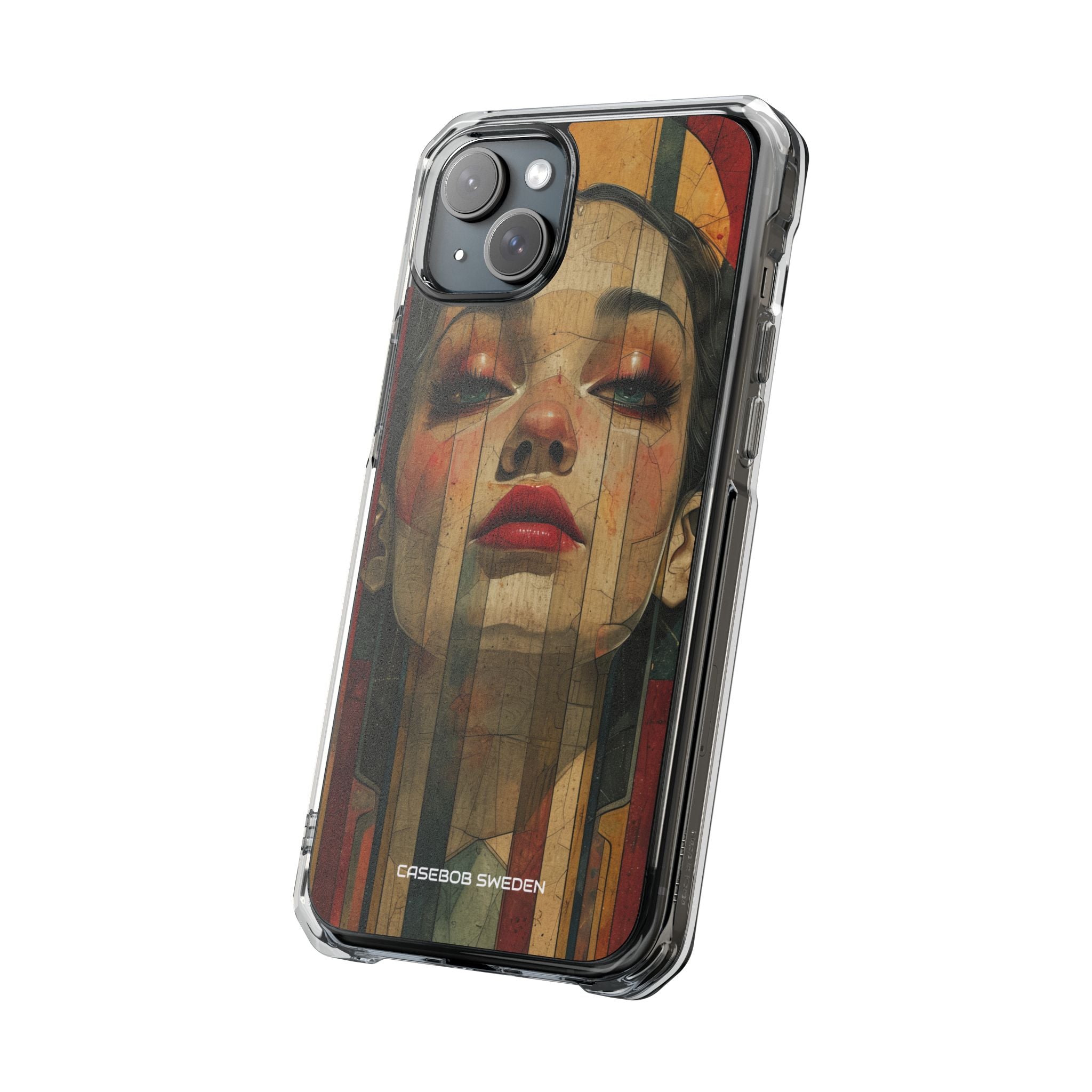 Bold Art Deco Portrait - Clear Impact iPhone 15 Phone Case