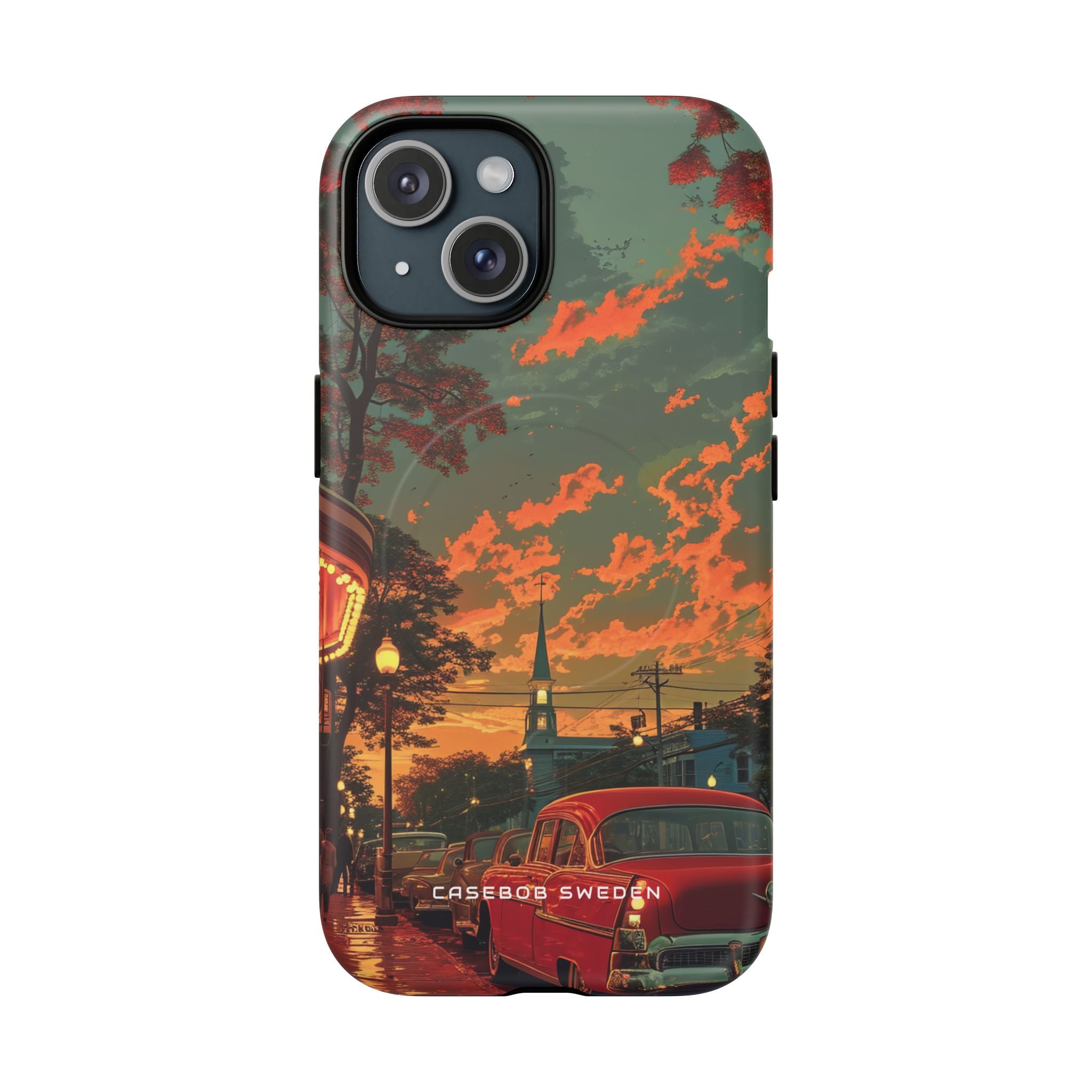 Mid-Century Nostalgia Streetscape iPhone 15 | Tough+ Phone Case