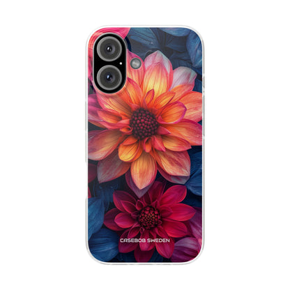 Floral Harmony Orange Blue - Flexi iPhone 16 Phone Case