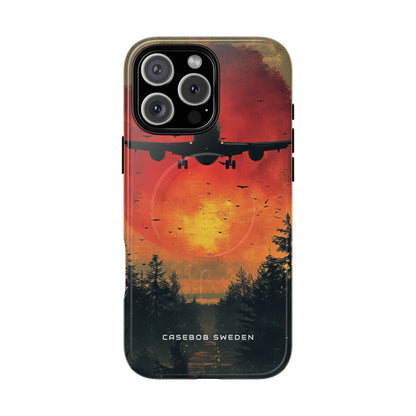 Vintage Sunset Airplane Silhouette iPhone 16 | Tough+ Phone Case