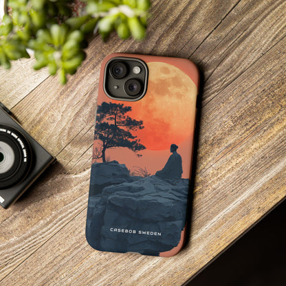 Zen Tranquility Under a Red Moon iPhone 15 - Tough Phone Case