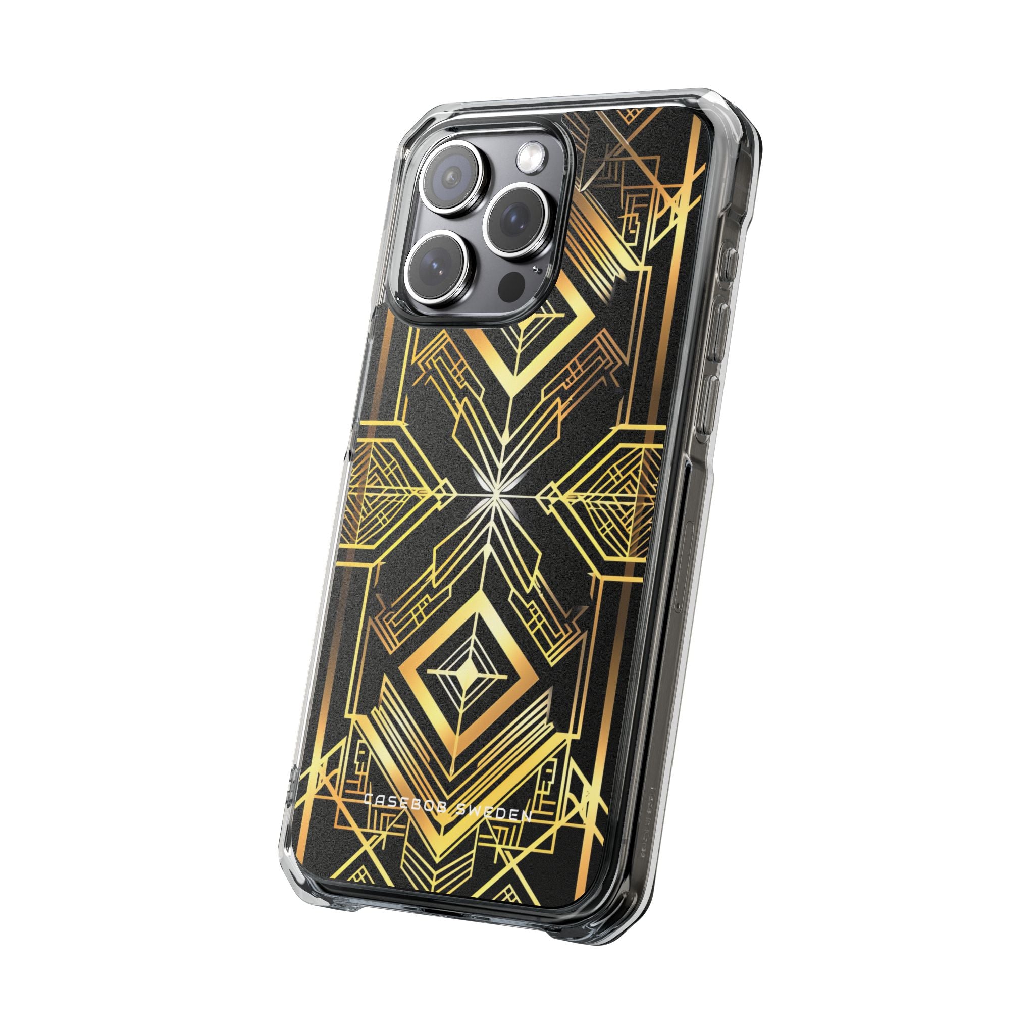 Golden Geometric Opulence iPhone 15 - Clear Impact Phone Case