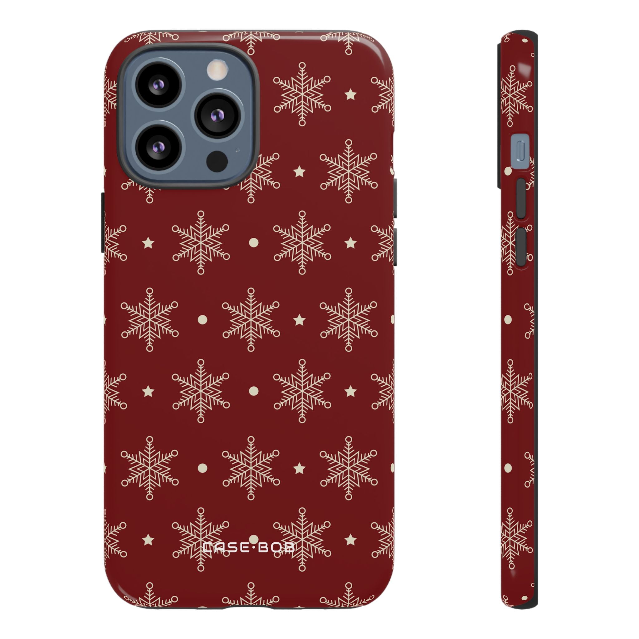 Cream Snowflake Crimson iPhone 13 Pro Max Case - Tough
