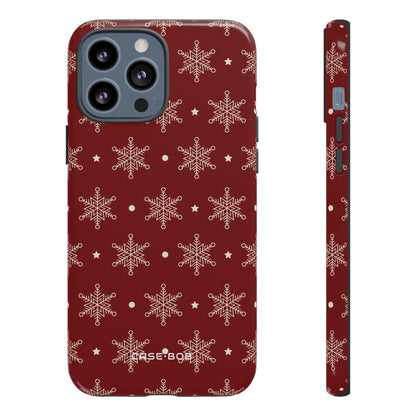 Cream Snowflake Crimson iPhone 13 Pro Max Case - Tough