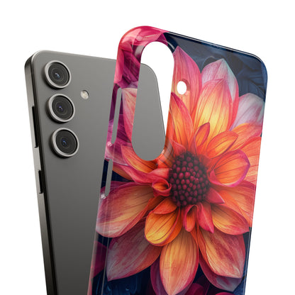 Floral Harmony Orange Blue - Slim Samsung S24 Phone Case