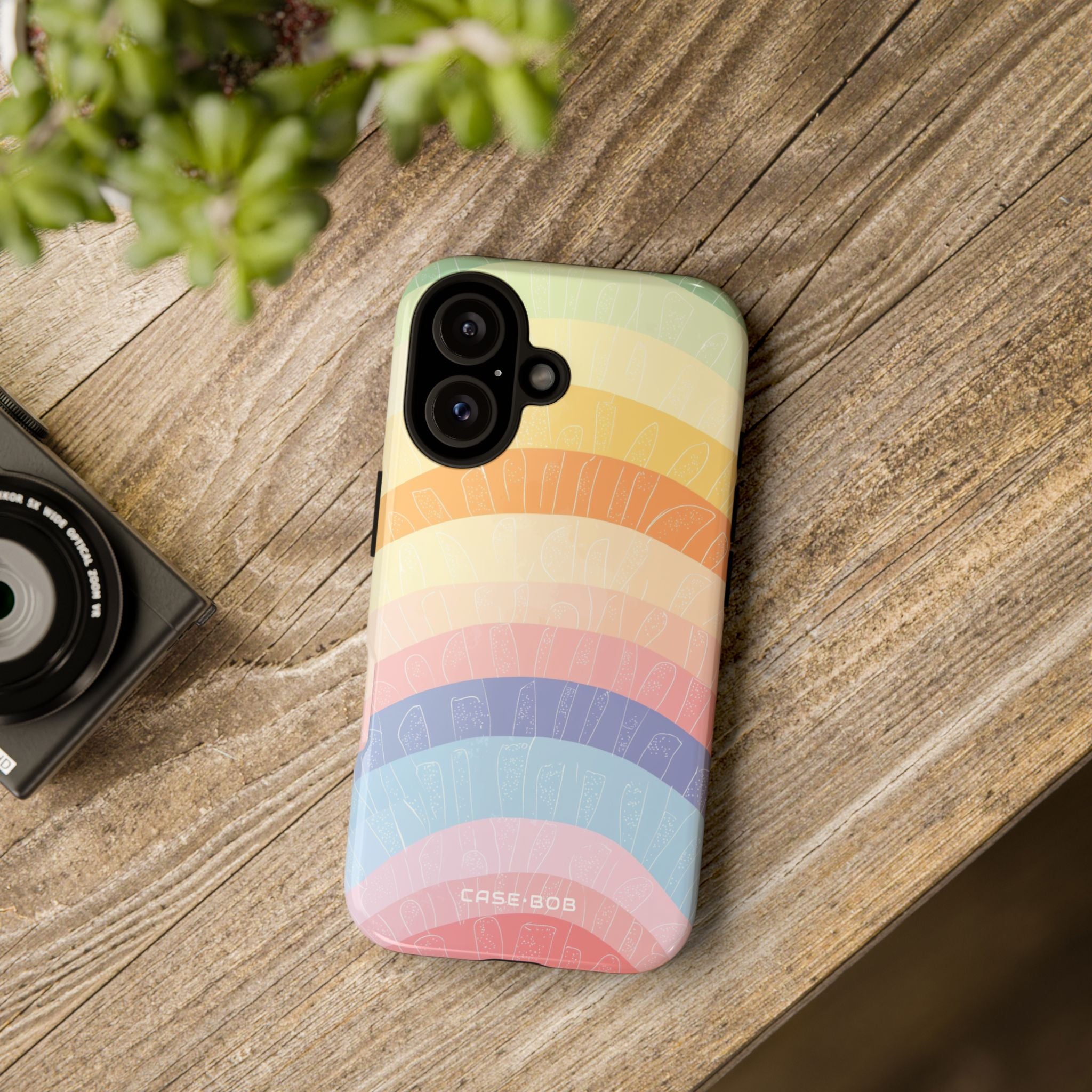 Pastel Rainbow Bands iPhone 16 Case - Tough