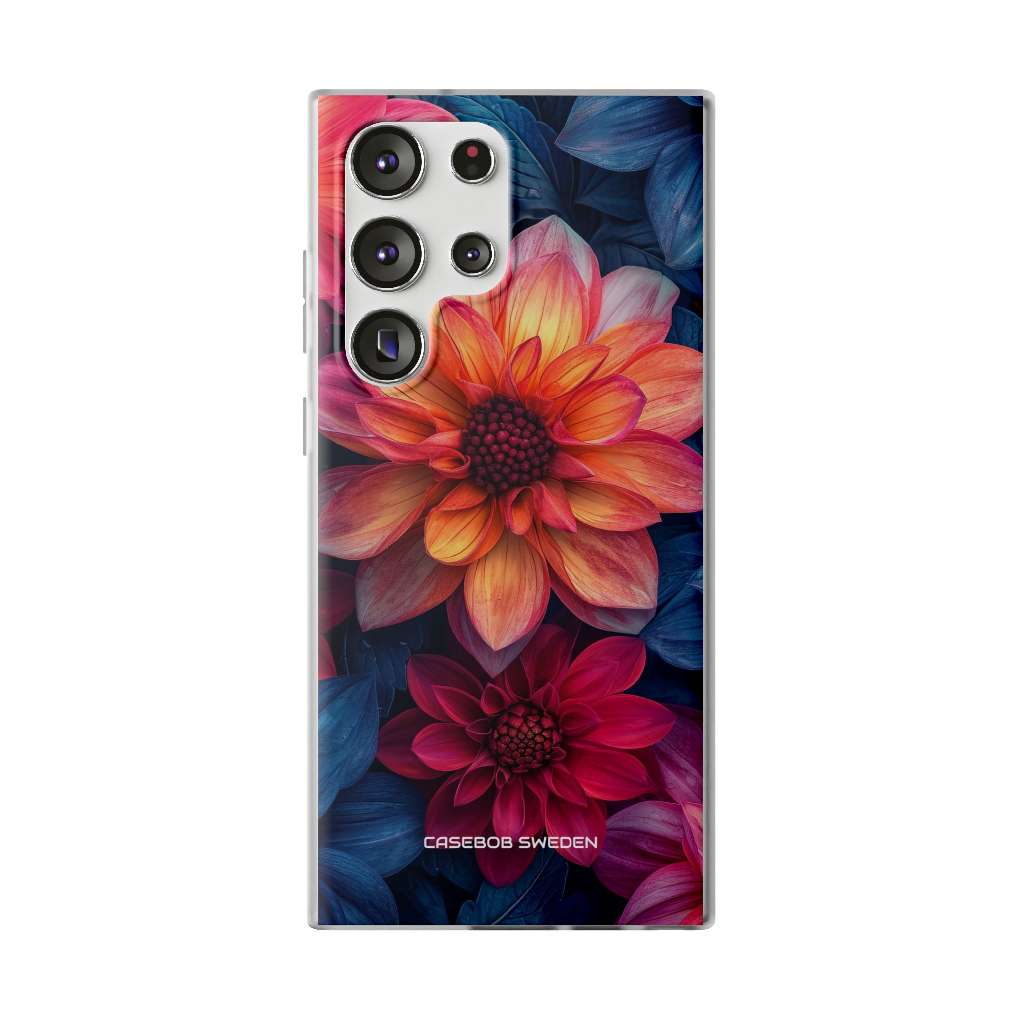 Floral Harmony Orange Blue - Flexi Samsung S23 Phone Case