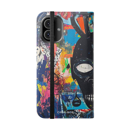 Neon Skull Burst - iPhone 16 Plus Case - Wallet