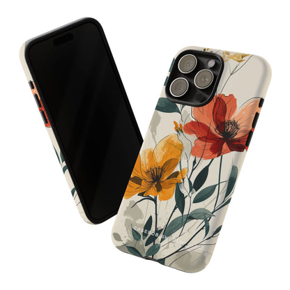 Elegant Floral Harmony iPhone 15 - Tough Phone Case