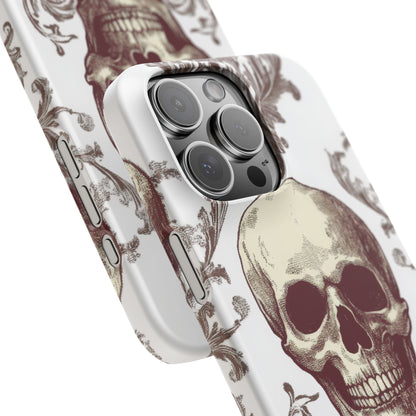 Gothic Skulls and Ornate Foliage iPhone 16 - Slim Phone Case