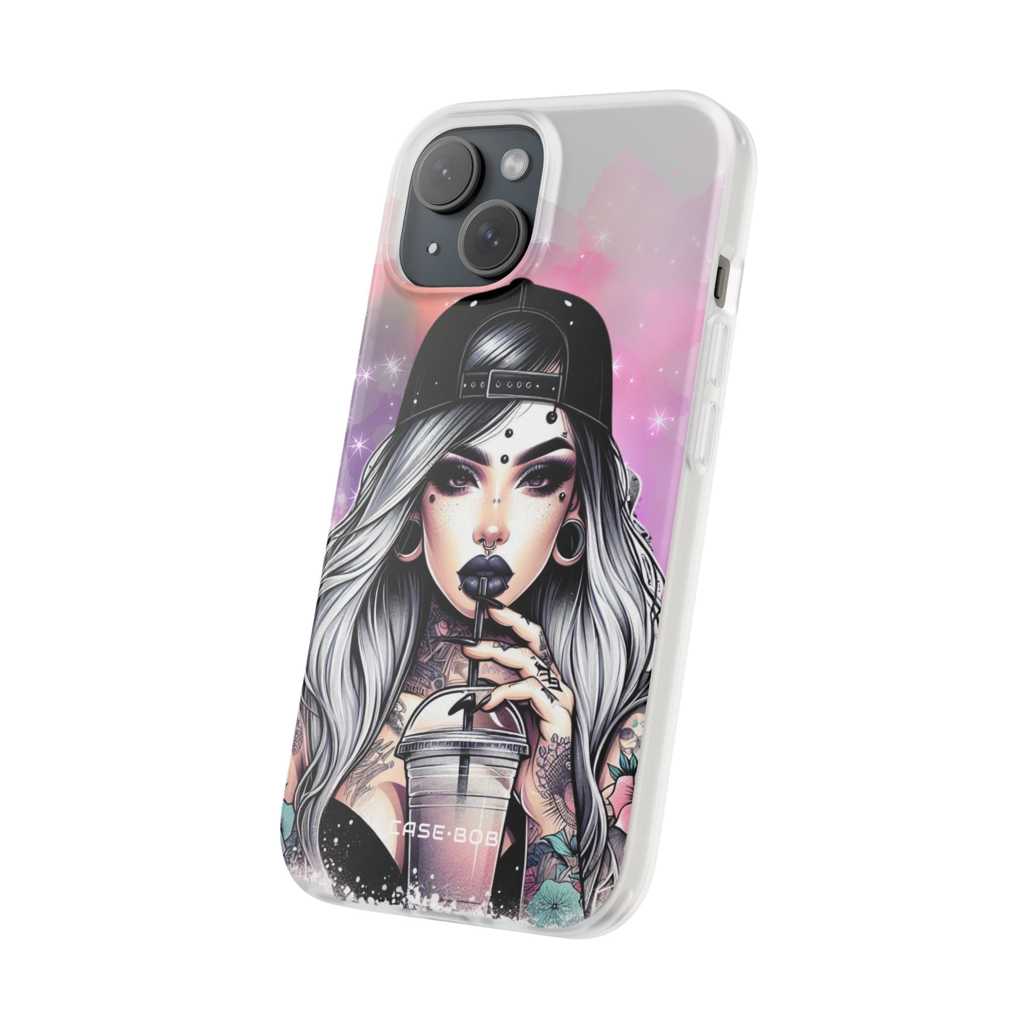 Silver Sip Nebula iPhone 15 Case - Soft