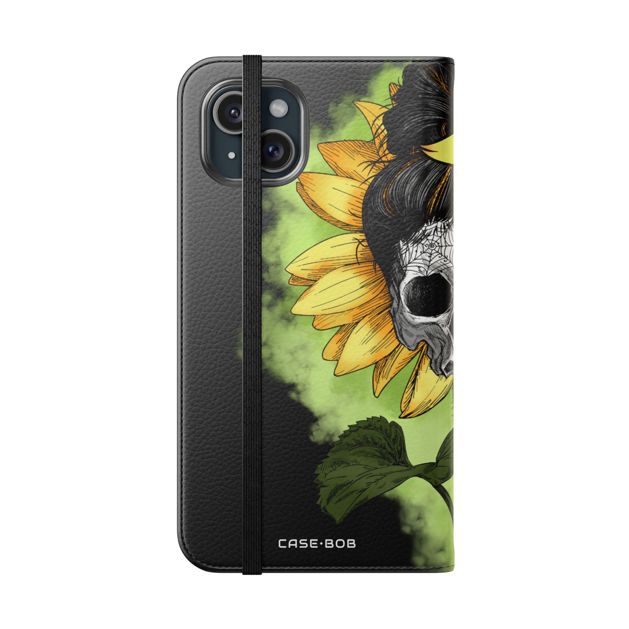 Skull Sunflower - iPhone 15 Plus Case - Wallet