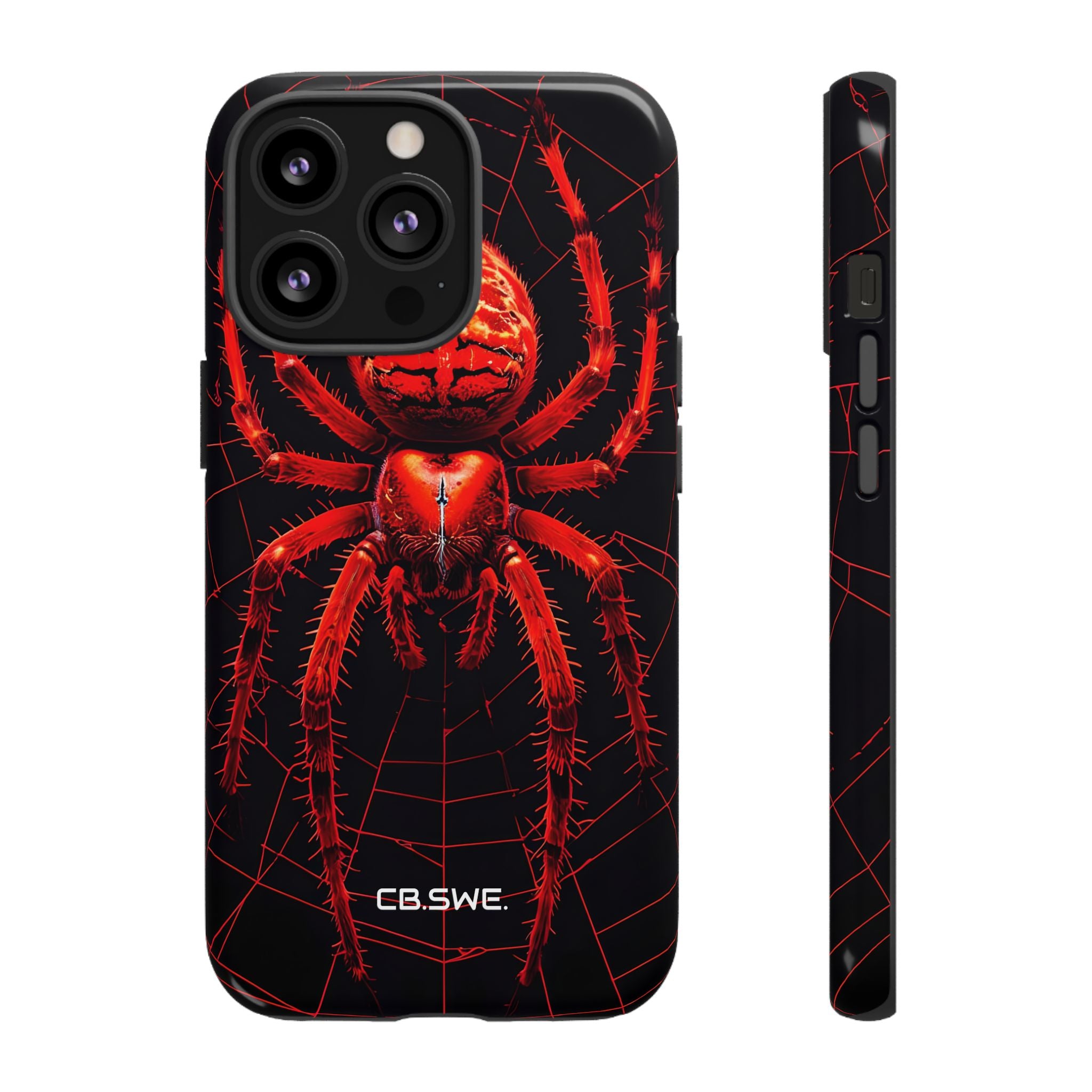 Vivid Neon Red Spider Intricate Web iPhone 13 - Tough