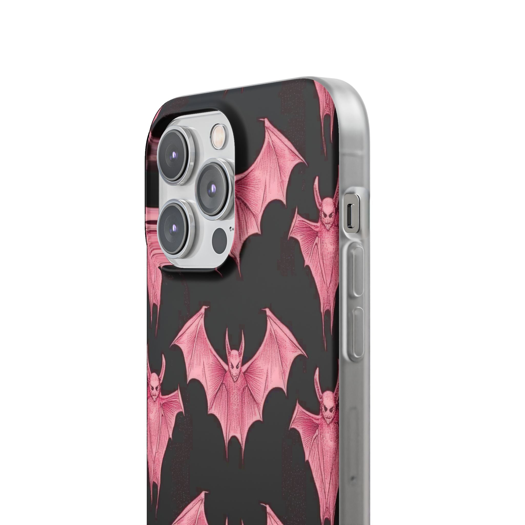 Gothic Pink Bats Aflame iPhone 14 - Flexi Phone Case