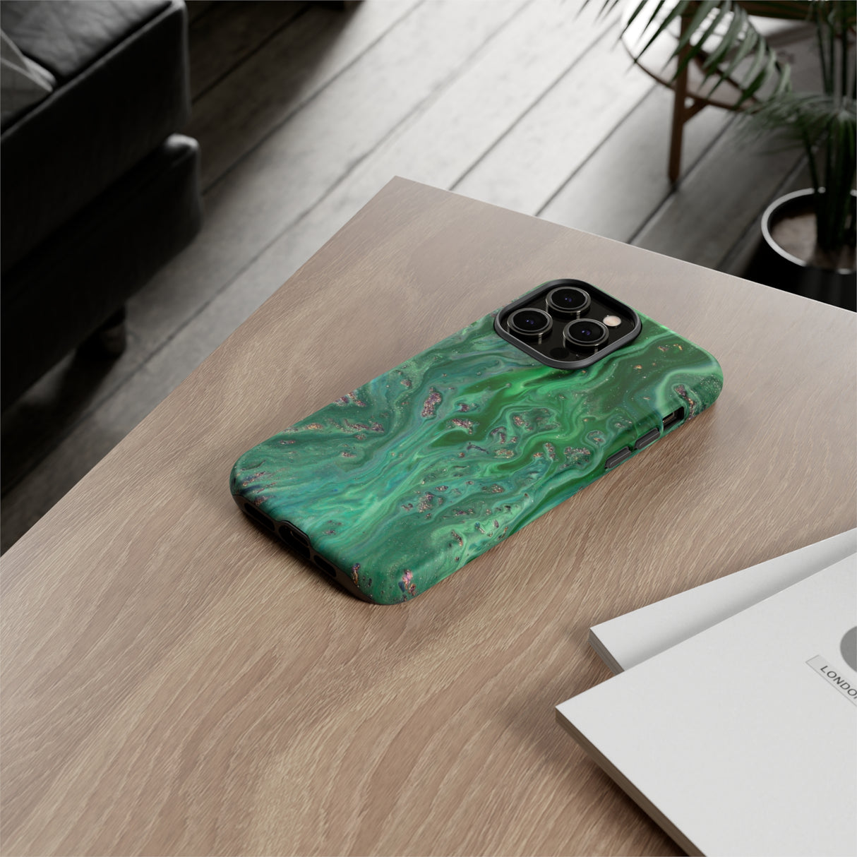 Light Green Ink Art iPhone Case (Protective) Phone Case