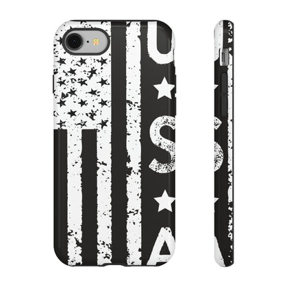 Black n White U.S Flag - Protective Phone Case