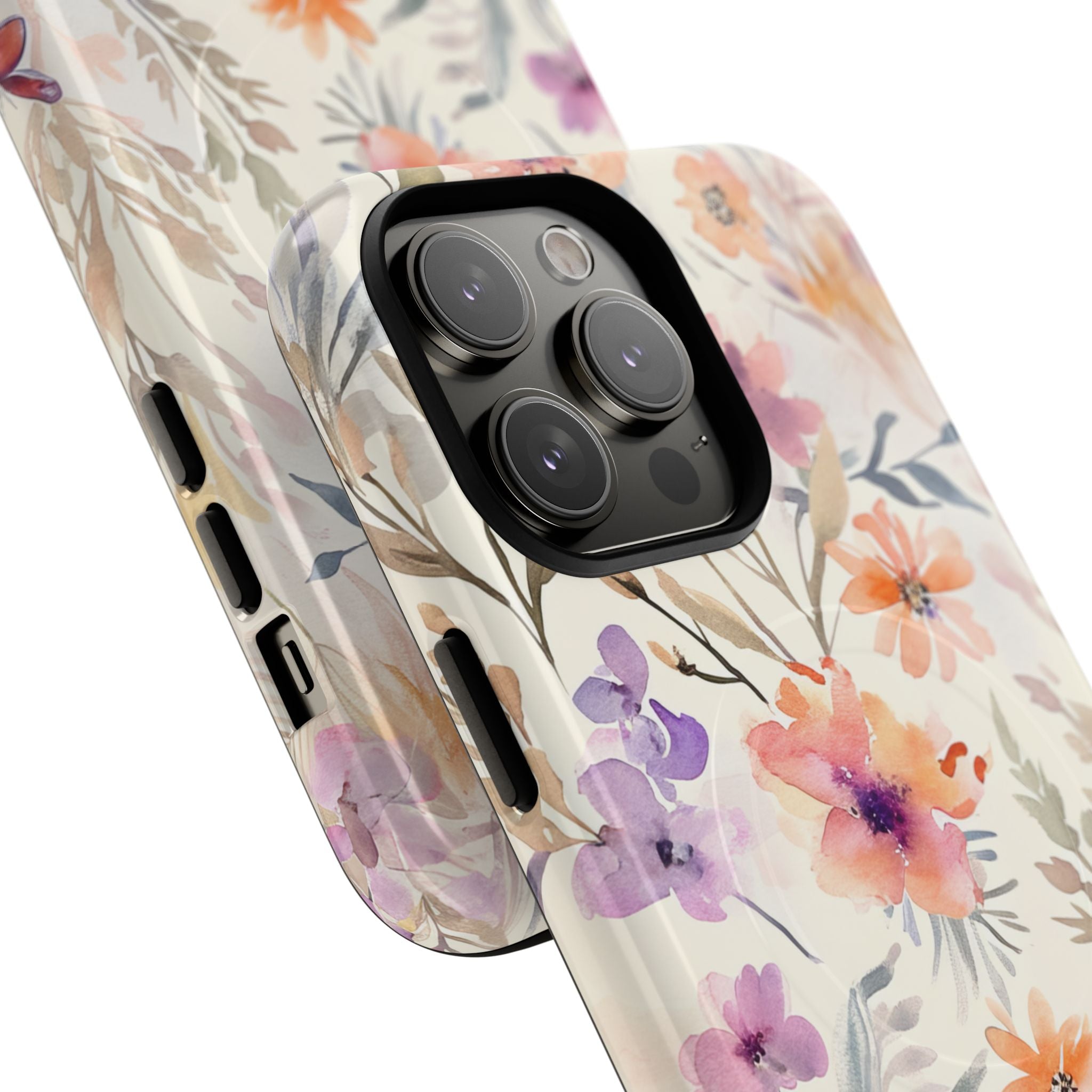 Soft Pink Floral Watercolor Design - Tough + MagSafe® iPhone 14 Phone Case