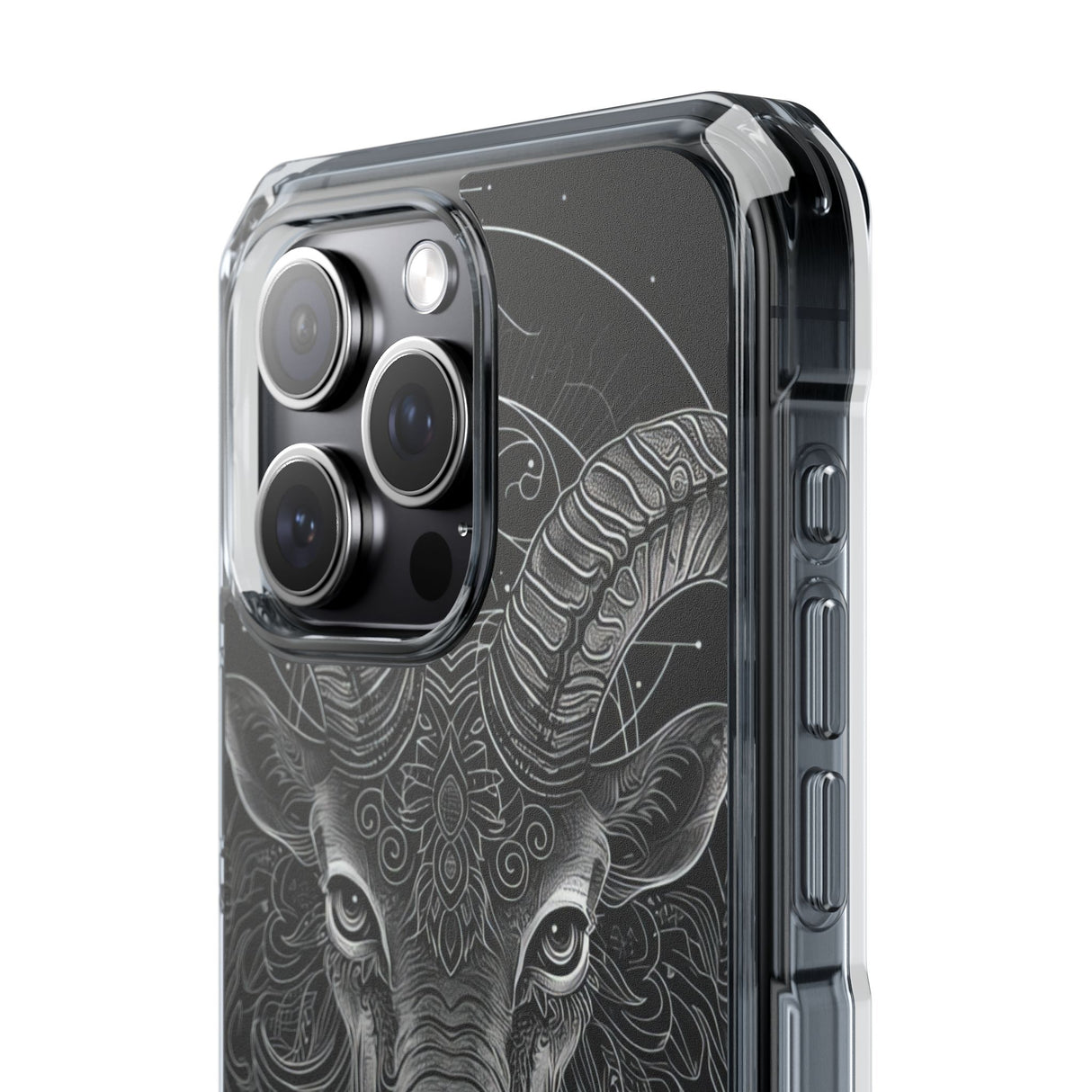 Mystic Ram Mandala - Phone Case for iPhone (Clear Impact - Magnetic)