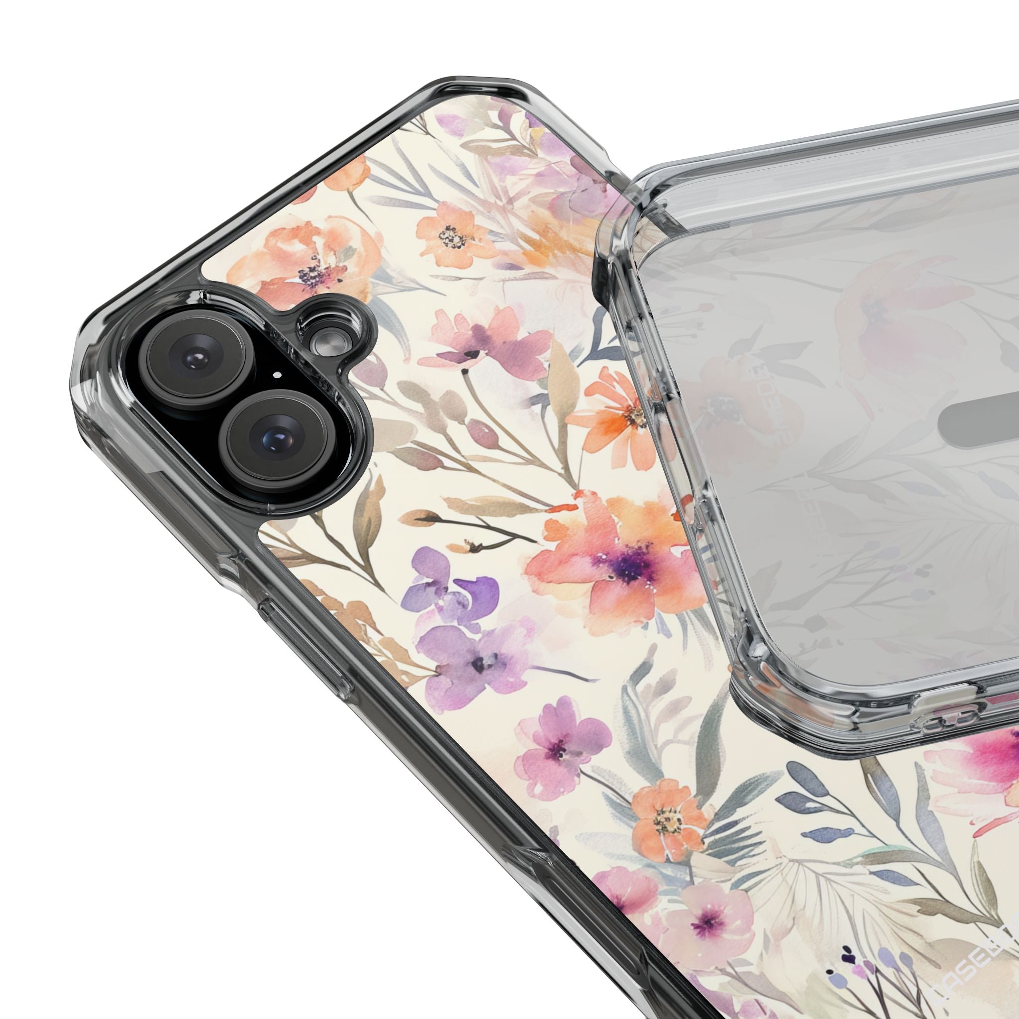 Soft Pink Floral Watercolor Design - Clear Impact iPhone 16 Phone Case