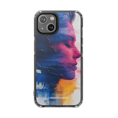 Blue Magenta Portrait - Clear Impact iPhone 14 Phone Case