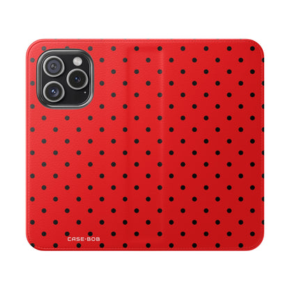 Black Dot Grid - iPhone 15 Pro Case - Wallet