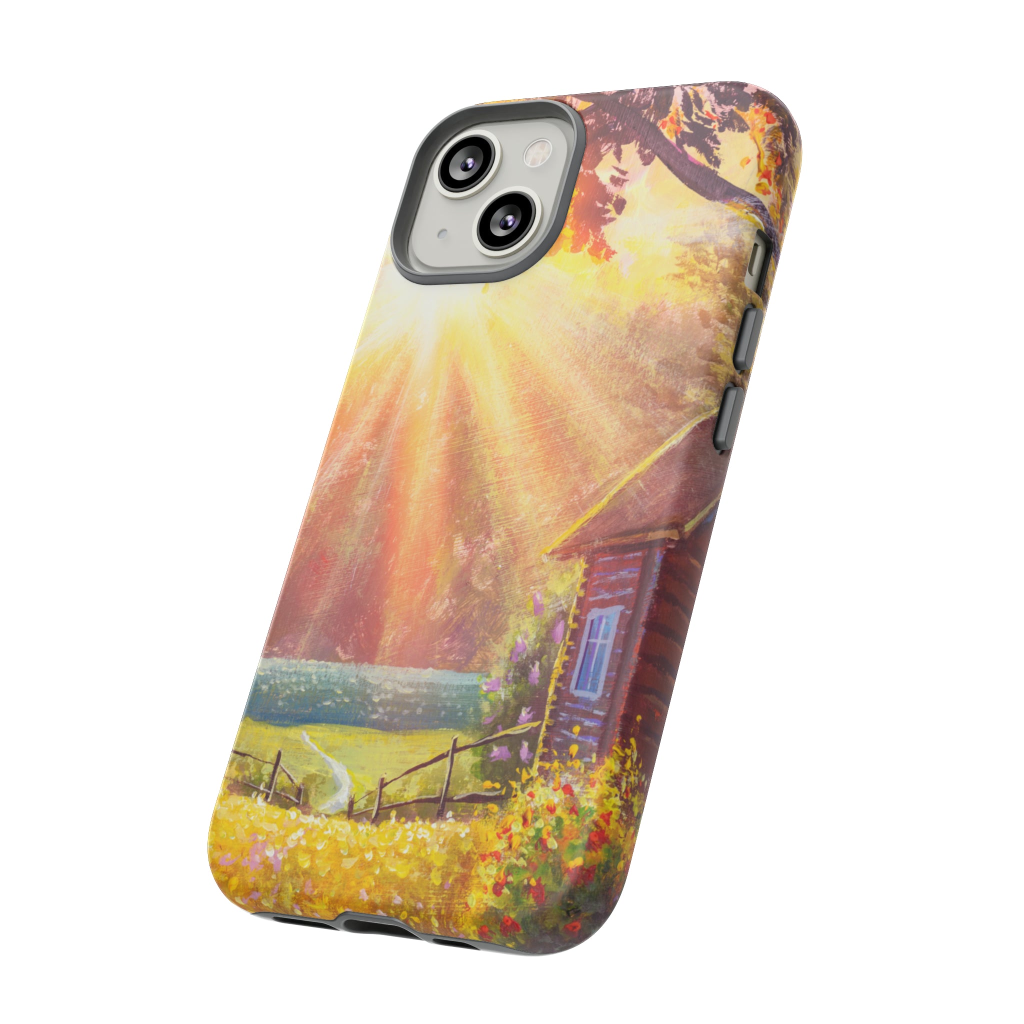 Flower Bushes Wooden House - Protective Phone Case