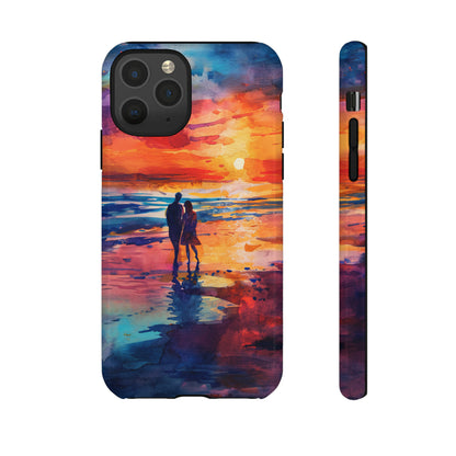 Beach Sunset Love Silhouettes - Protective Phone Case