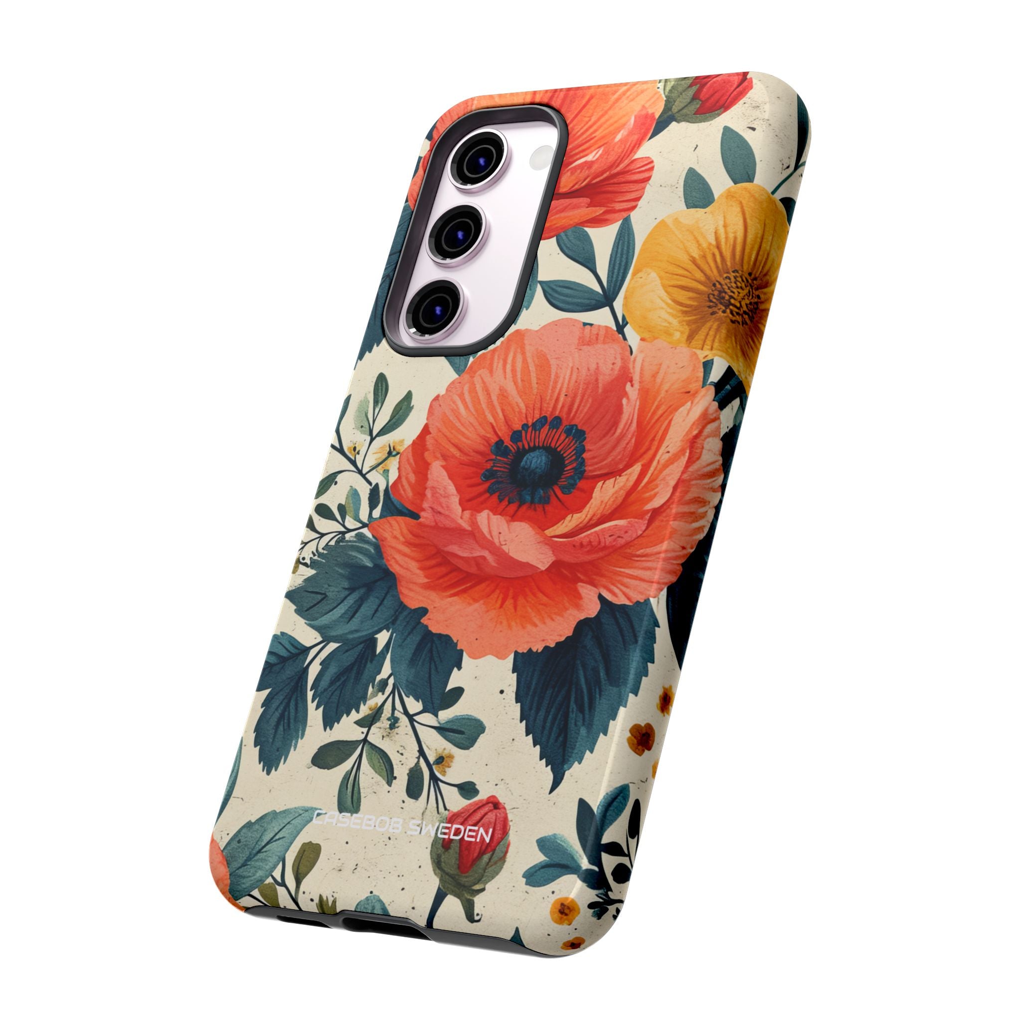 Vibrant Botanical Poppies - Tough Samsung S23 Phone Case