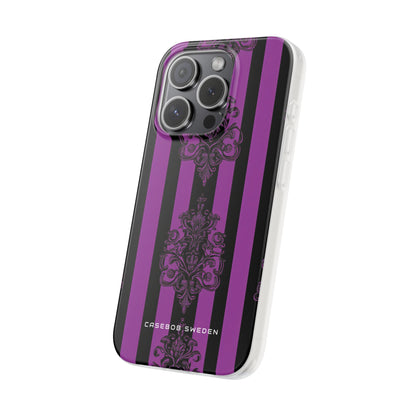 Gothic Elegance with Vertical Stripes and Ornamental Motifs iPhone 15 - Flexi Phone Case