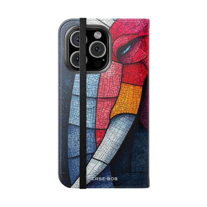 Blue Mosaic Elephant - iPhone 16 Pro Case - Wallet