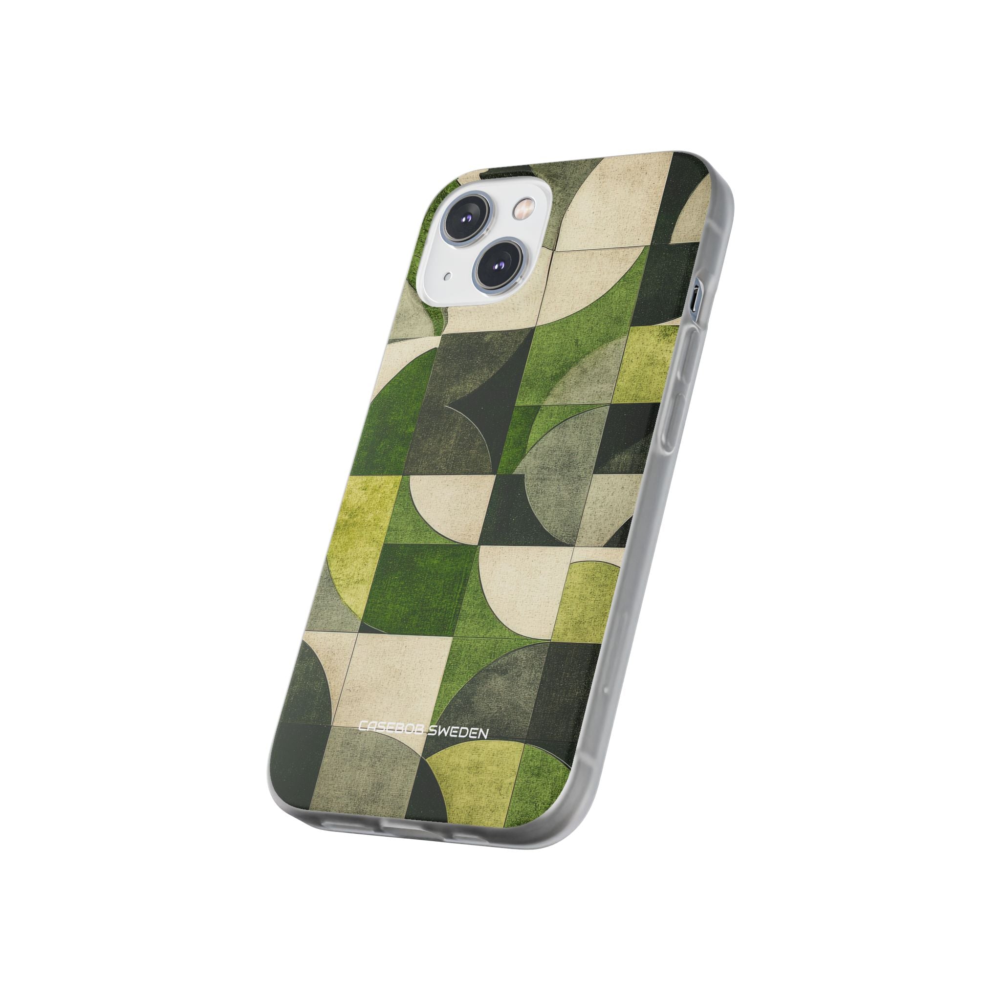 Green Geometric Harmony - Flexi iPhone 14 Phone Case