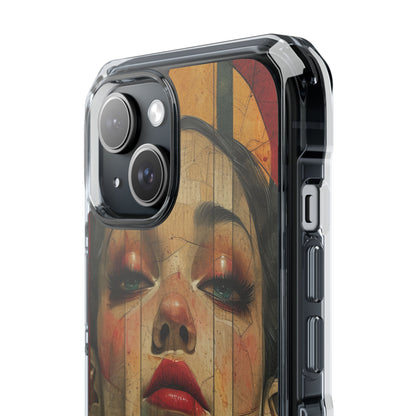 Bold Art Deco Portrait - Clear Impact iPhone 15 Phone Case