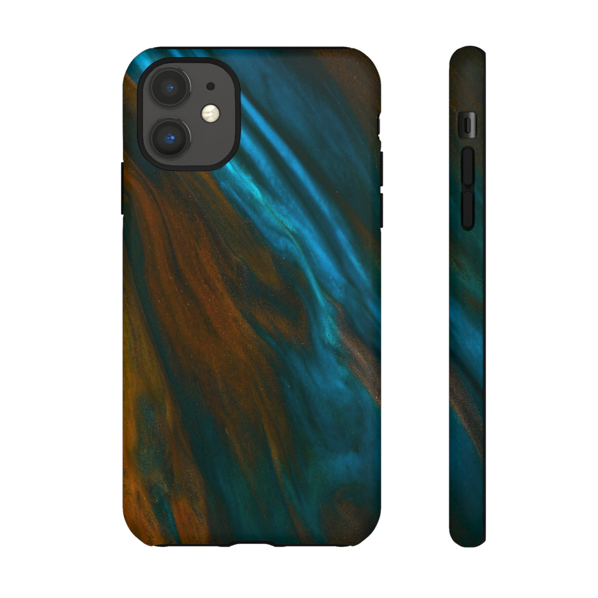 Neon Blue Ink Art iPhone Case (Protective) iPhone 11 Matte Phone Case