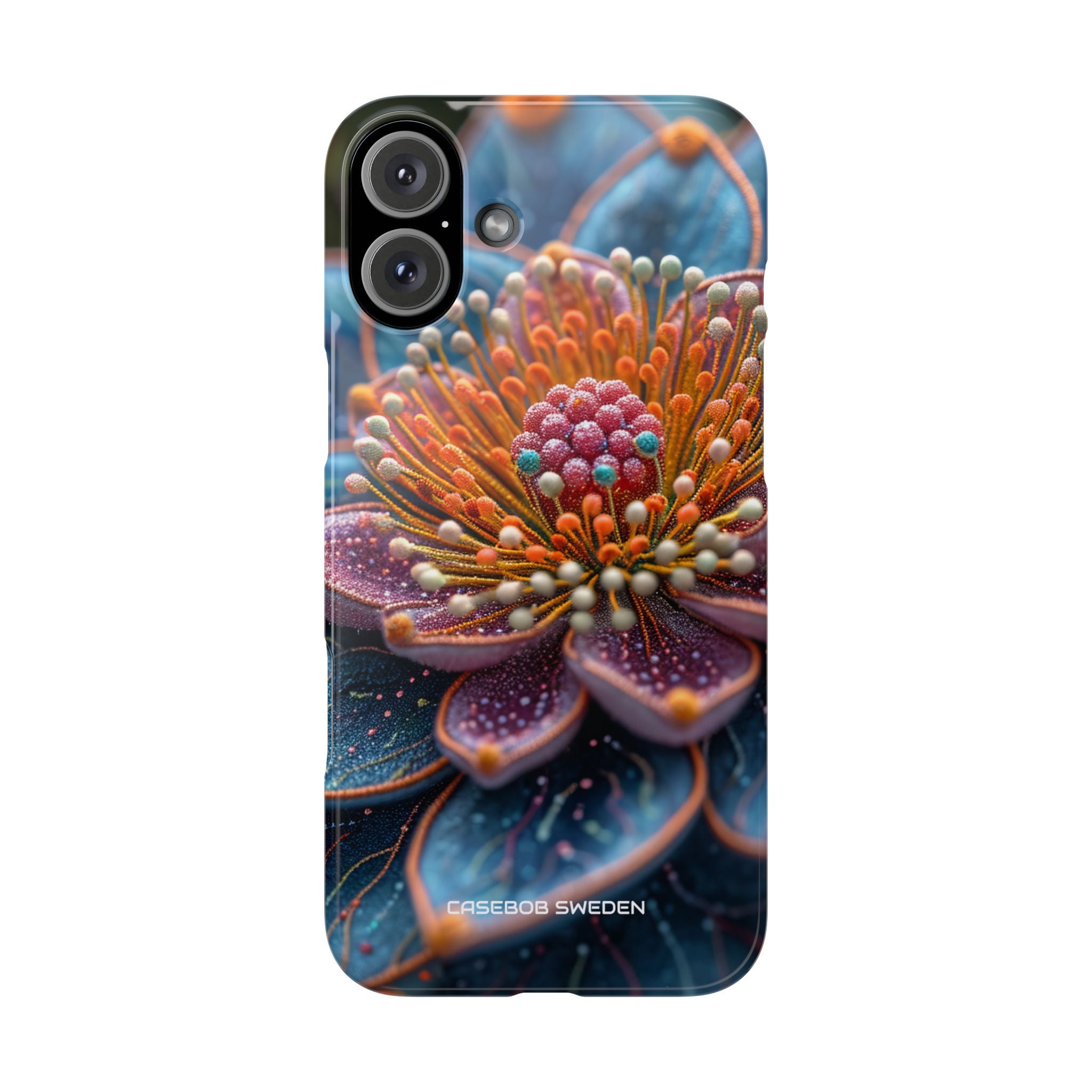 Blue-Orange Floral Swirl - Slim iPhone 16 Phone Case