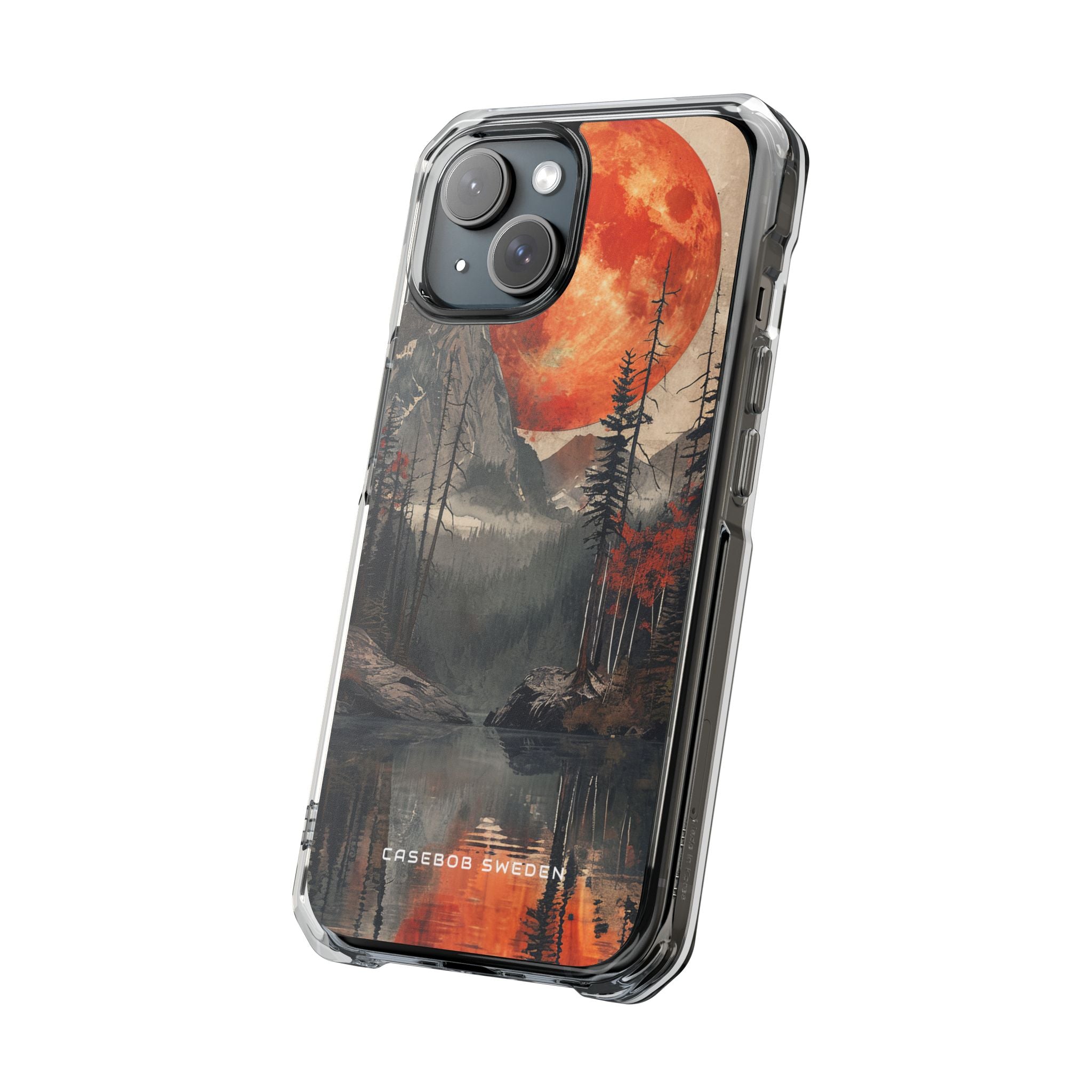 Celestial Glow Over Reflective Landscape iPhone 15 - Clear Impact Phone Case