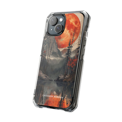 Celestial Glow Over Reflective Landscape iPhone 15 - Clear Impact Phone Case