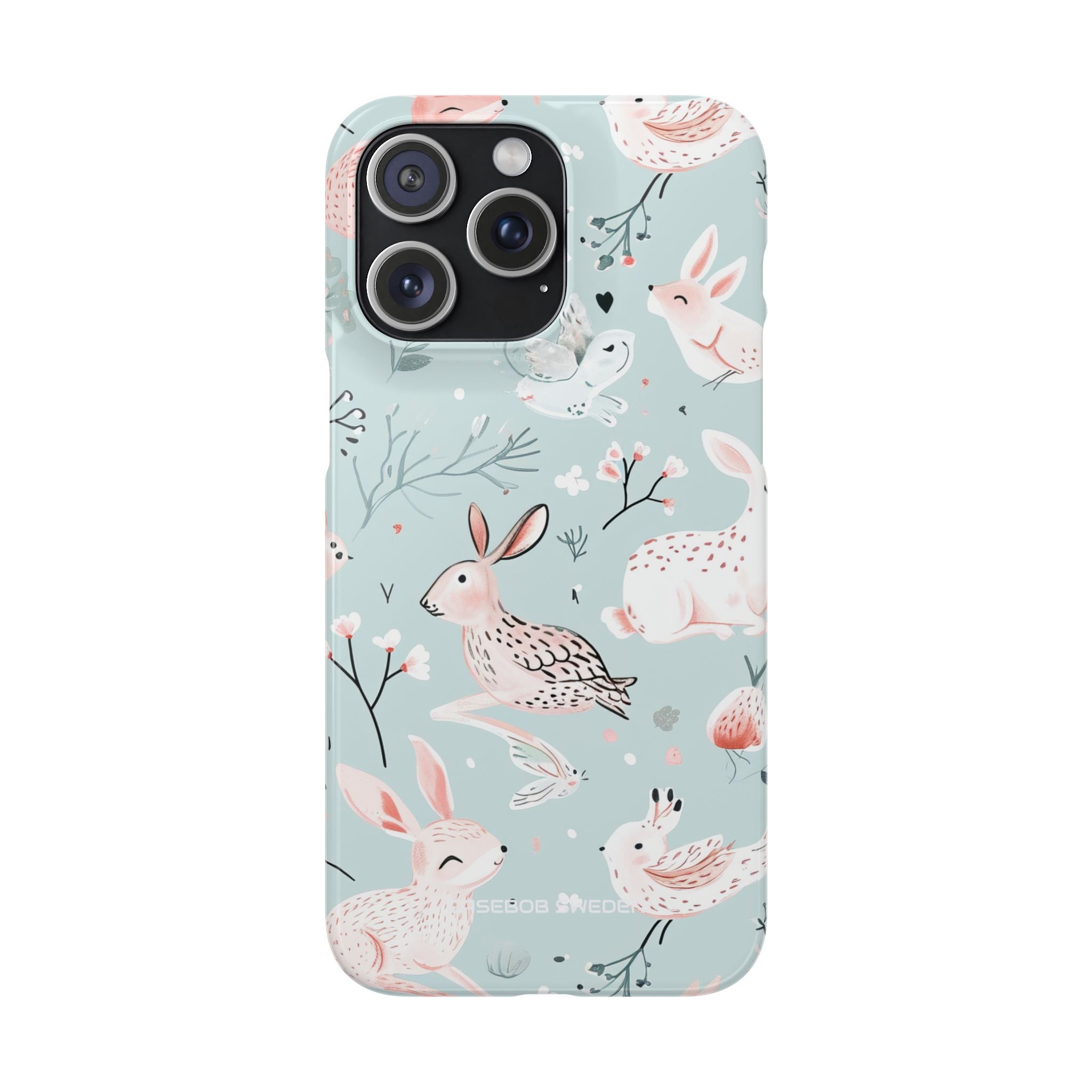 Whimsical Bunny Blossom - Slim iPhone 15 Phone Case