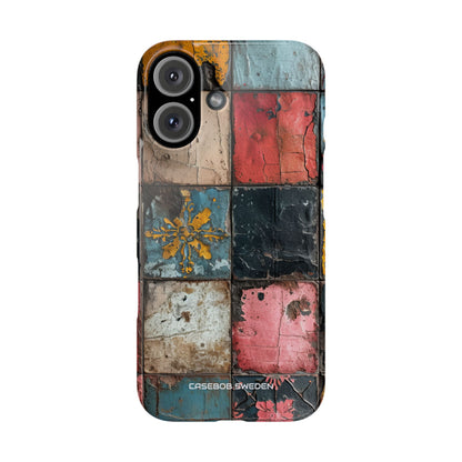 Rustic Red-Yellow Vintage Tiles - Slim iPhone 16 Phone Case