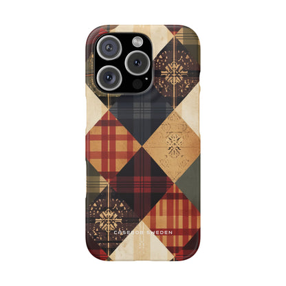 Rustic Geometric Patchwork Harmony iPhone 16 - Slim Phone Case