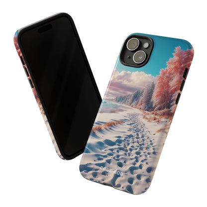Snowy Footprints iPhone 15 Plus Case - Tough