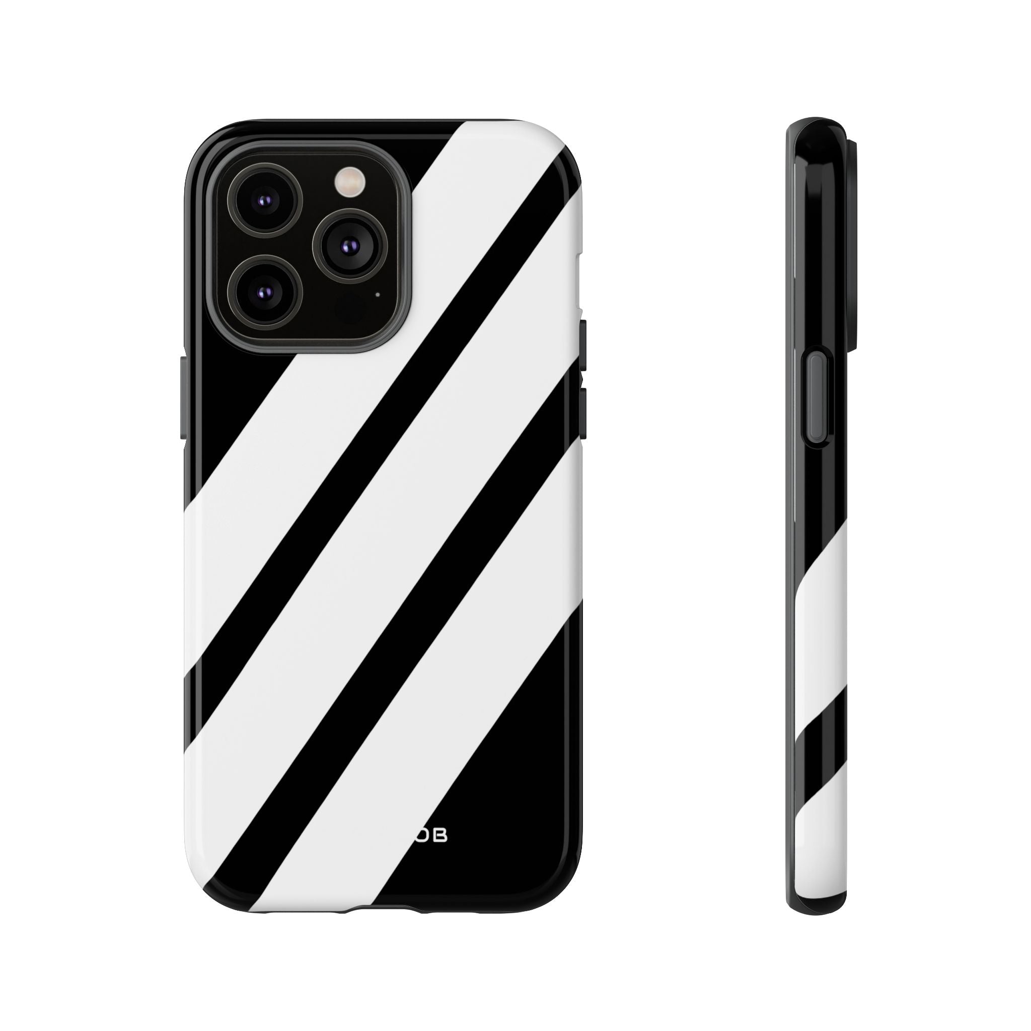 Diagonal Bands Noir iPhone 14 Pro Max Case - Tough