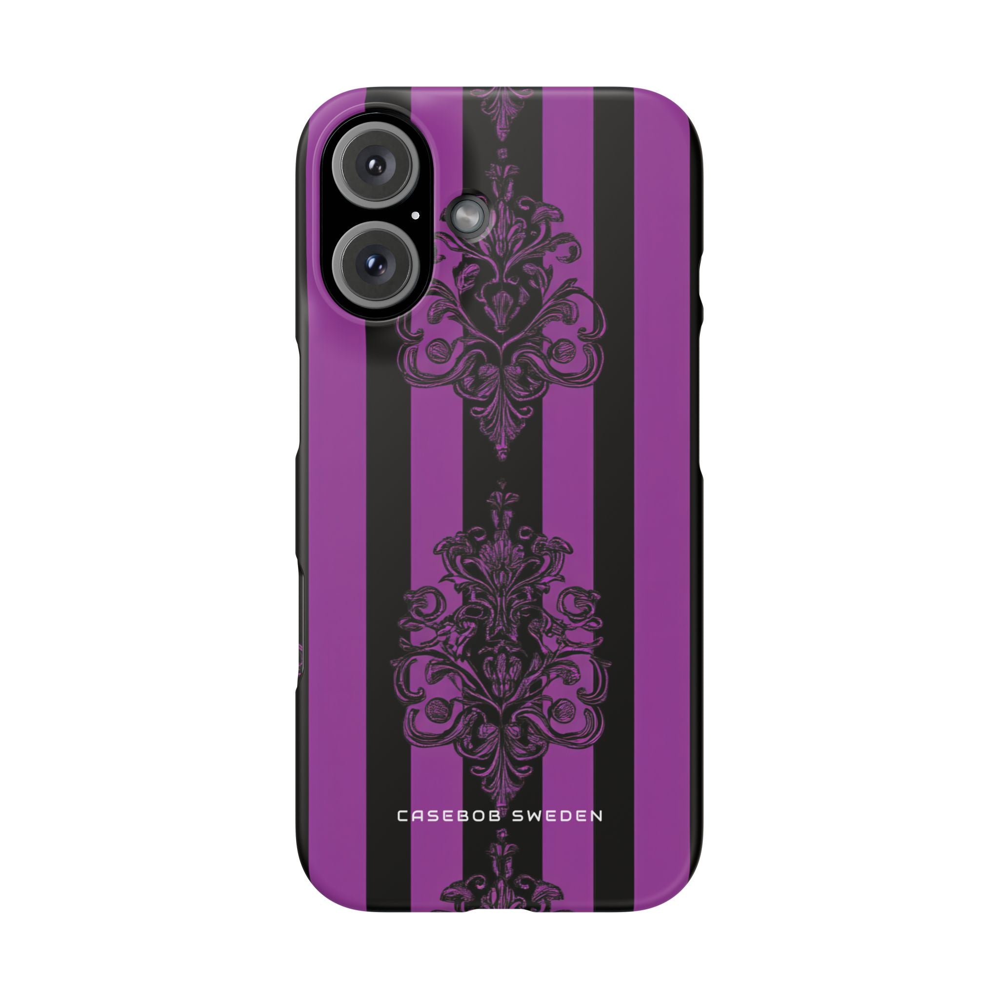 Gothic Elegance with Vertical Stripes and Ornamental Motifs iPhone 16 - Slim Phone Case