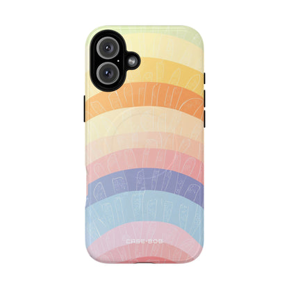 Pastel Rainbow Bands iPhone 16 Plus Case - Tough+