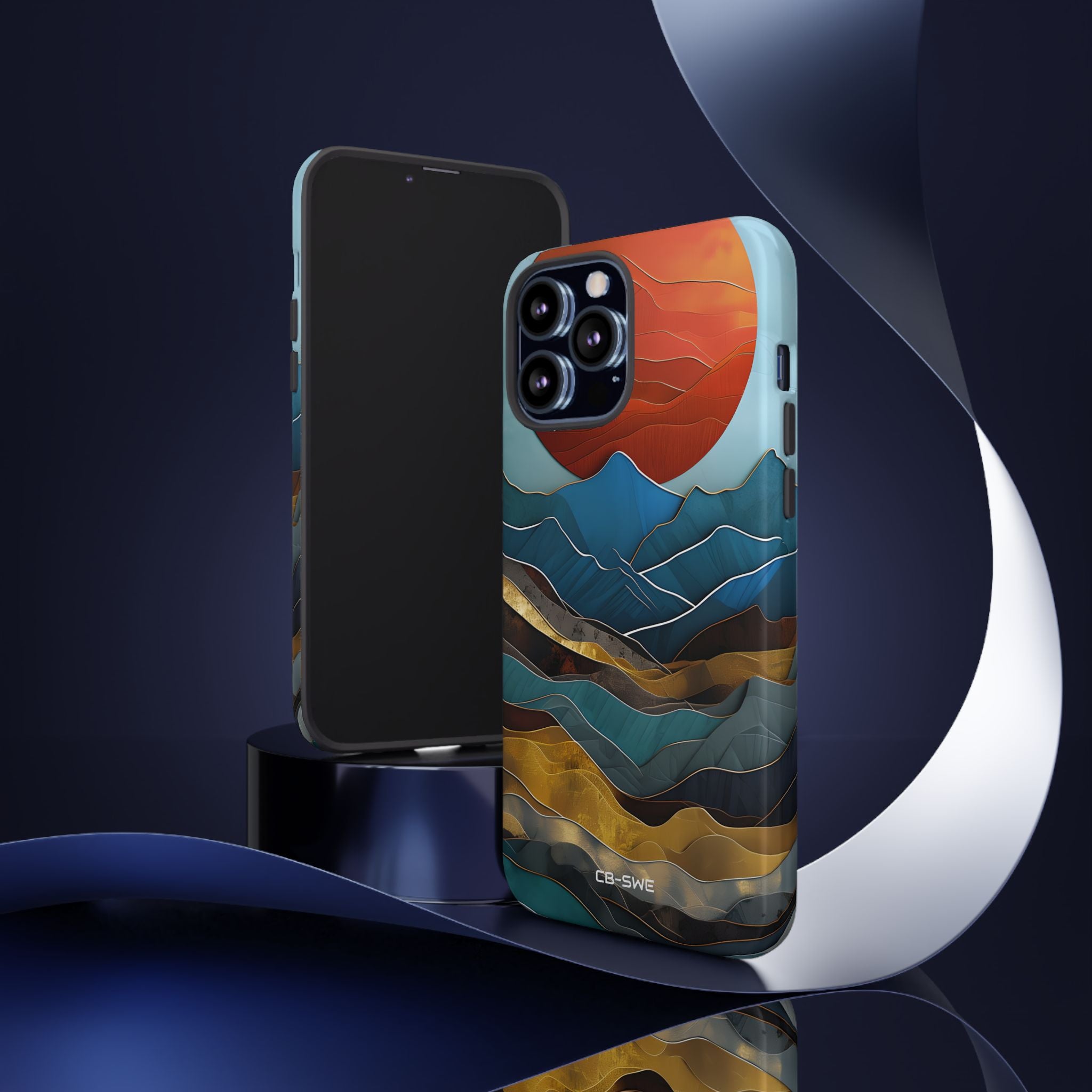 Sunset Geometry Waves - iPhone Case