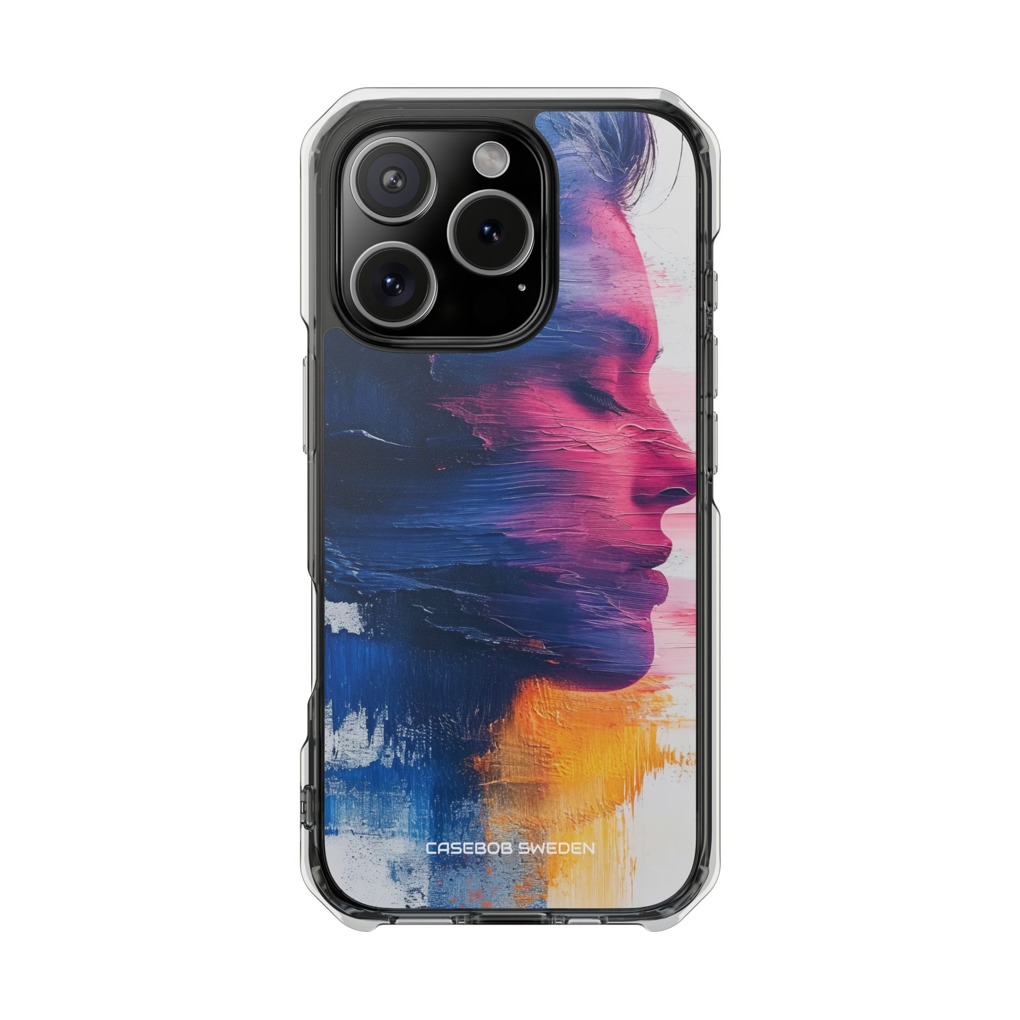 Blue Magenta Portrait - Clear Impact iPhone 16 Phone Case