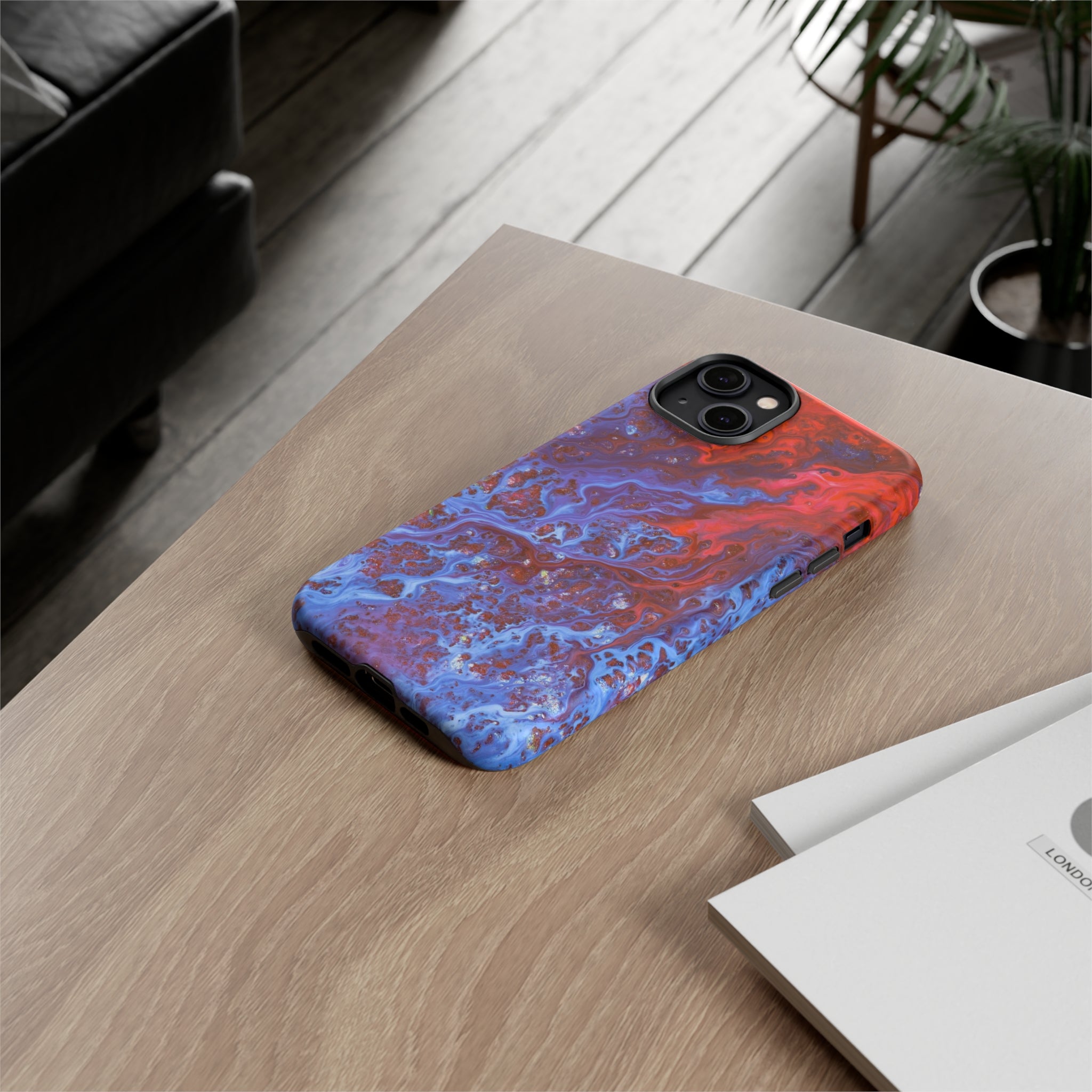 Blue Lava Ink Art iPhone Case (Protective) Phone Case