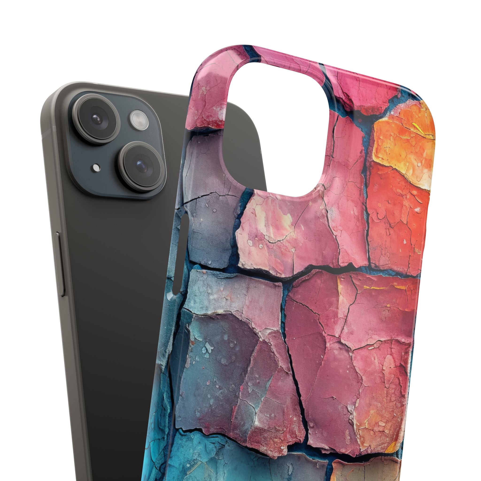 Cracked Earth Mosaic - Slim iPhone 15 Phone Case