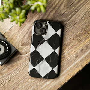 Check Marble - Protective Phone Case