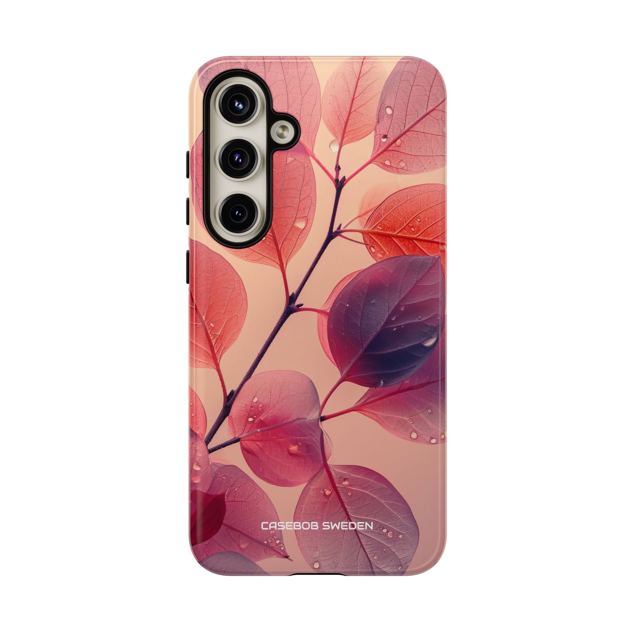 Pink Serenity Leaf Design - Tough Samsung S24 Phone Case