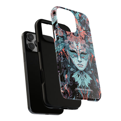 Mystic Teal Coral Mask - Tough iPhone 16 Phone Case